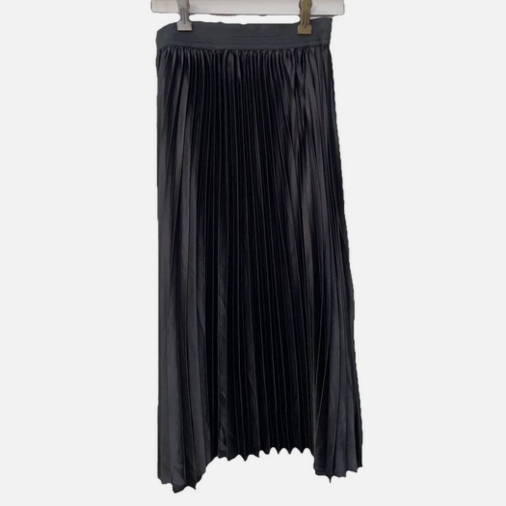 The Limited Midi Pleated Skirt Small Black Silky Elegant Dressy Vtg